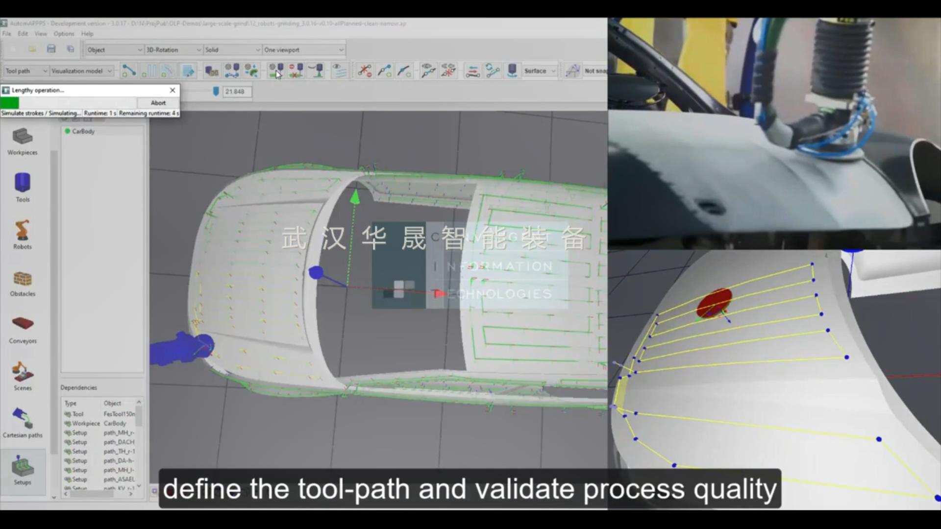 使用AUTOMPPPS進(jìn)行12臺(tái)機(jī)器人打磨汽車(chē)的離線仿真編程